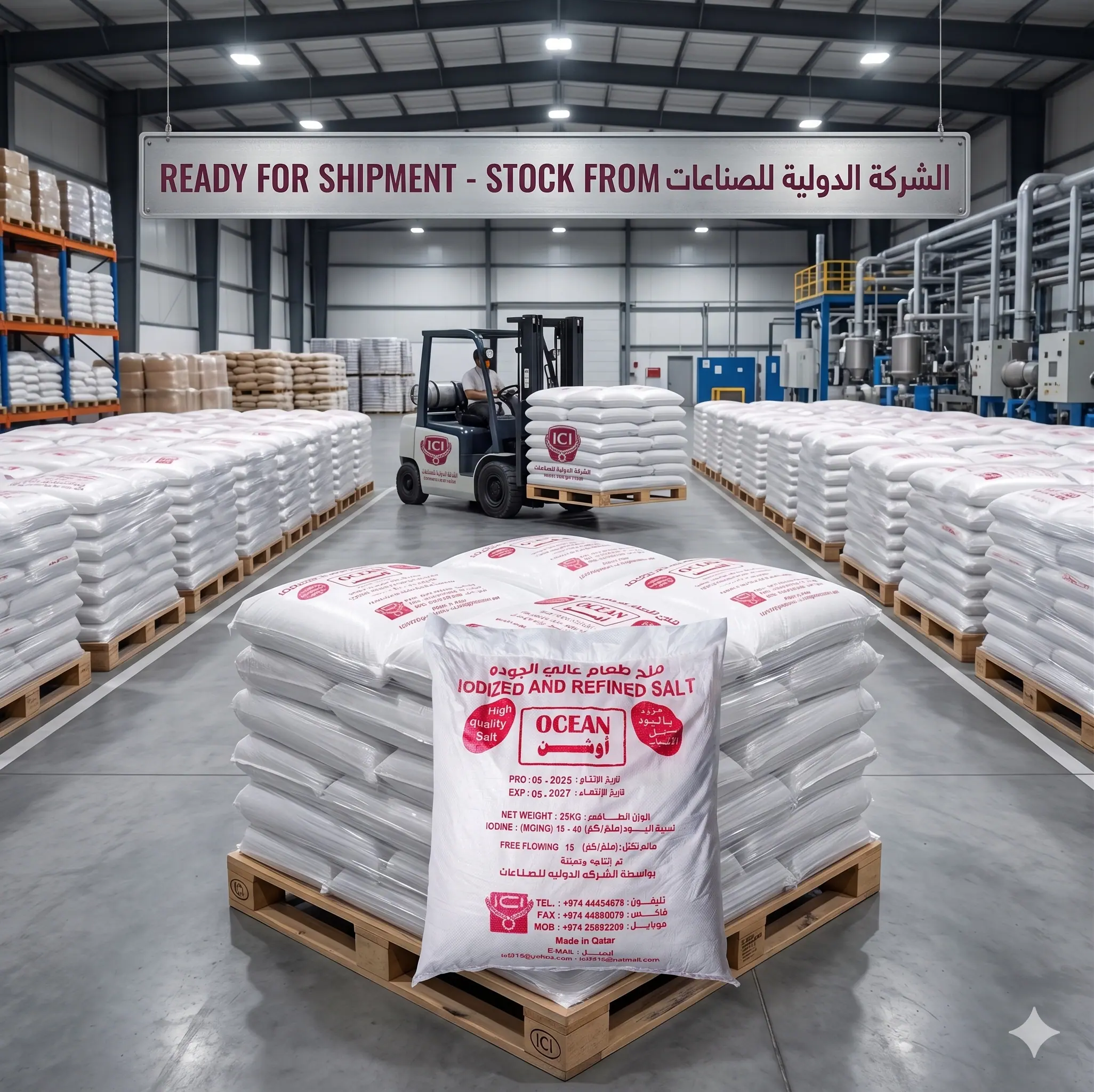 OCEAN 25kg salt bags warehouse